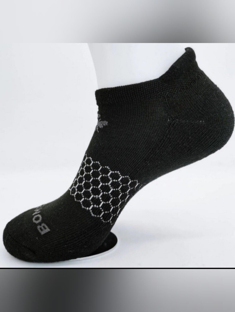 Bombas Ankle Socks Small 3 Pair Unisex Womens & Mens Honeycomb Black/Grey BNWT - Picture 3 of 10